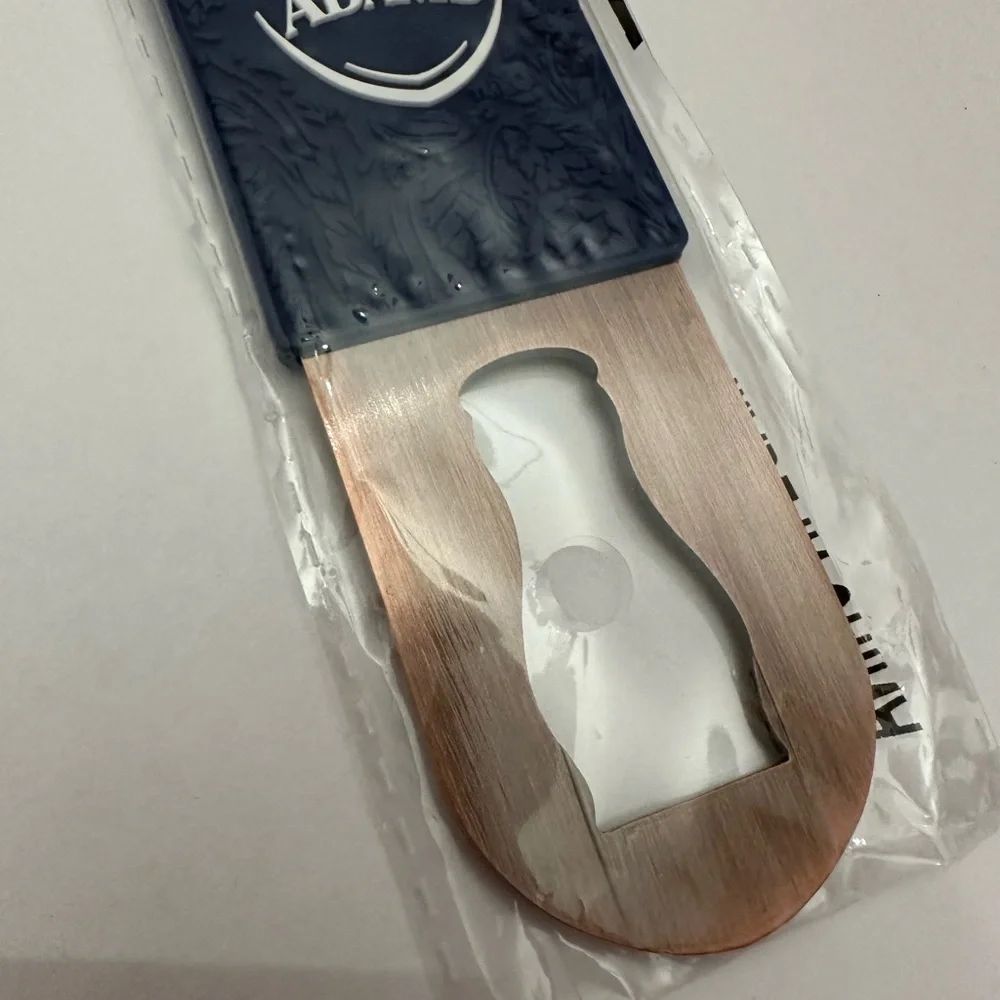 Samuel Adams Flat Metal Bottle Opener Brushed Finish With Textured Grip Blue